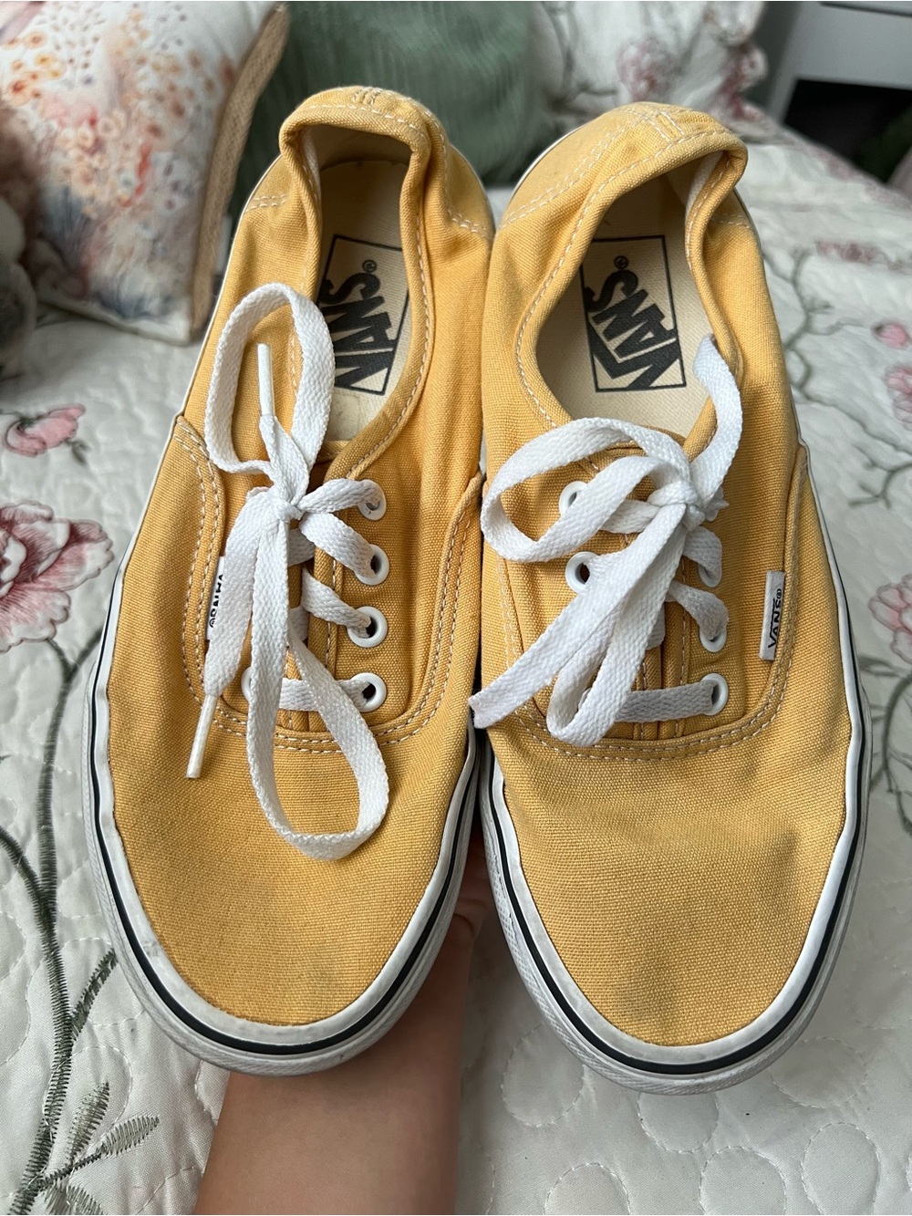 Vans women’s Yellow Canvas Lace-Up Sneakers